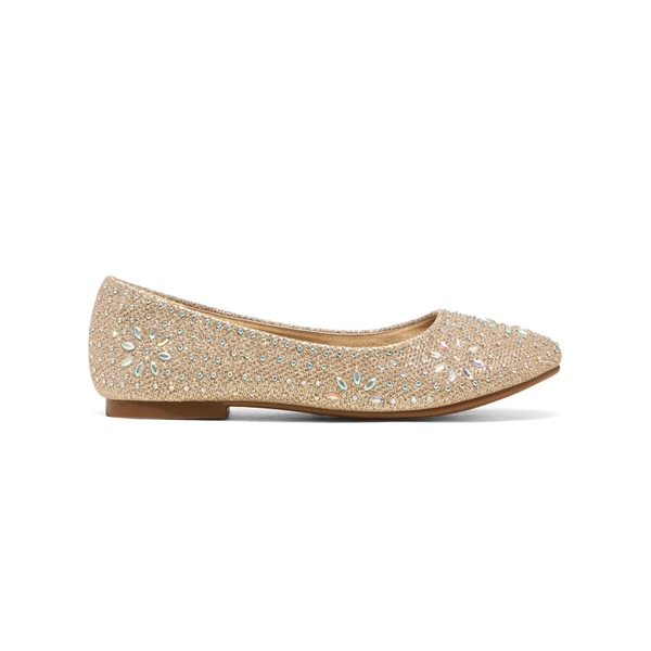Girl's Comfortable Ballerina Flats - GOLD GLITTER - 1
